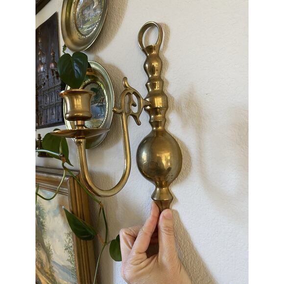 Vintage Solid Brass Candle Holder Wall Sconce Vintage Candle Holder - Picture 6 of 6
